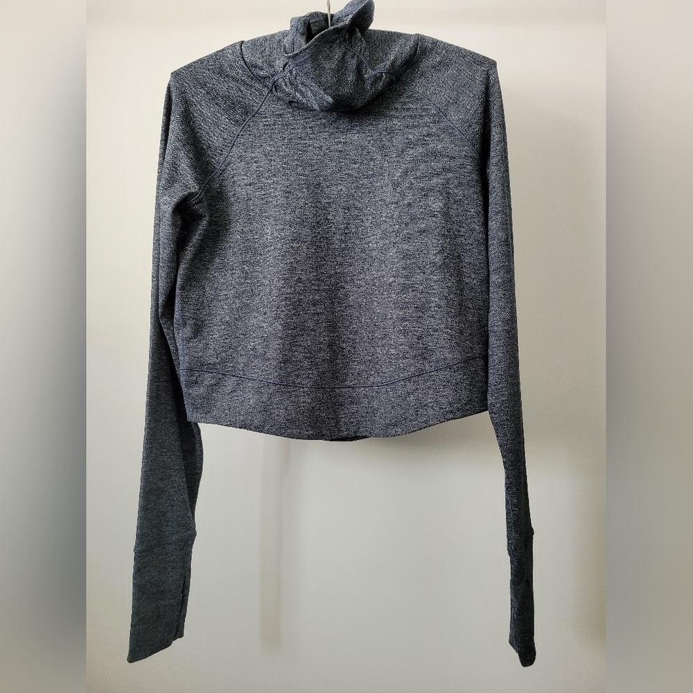 Prana Women’s Long Sleeve Top – Funnel Neck – Thumbholes – Blue Heather – Size S